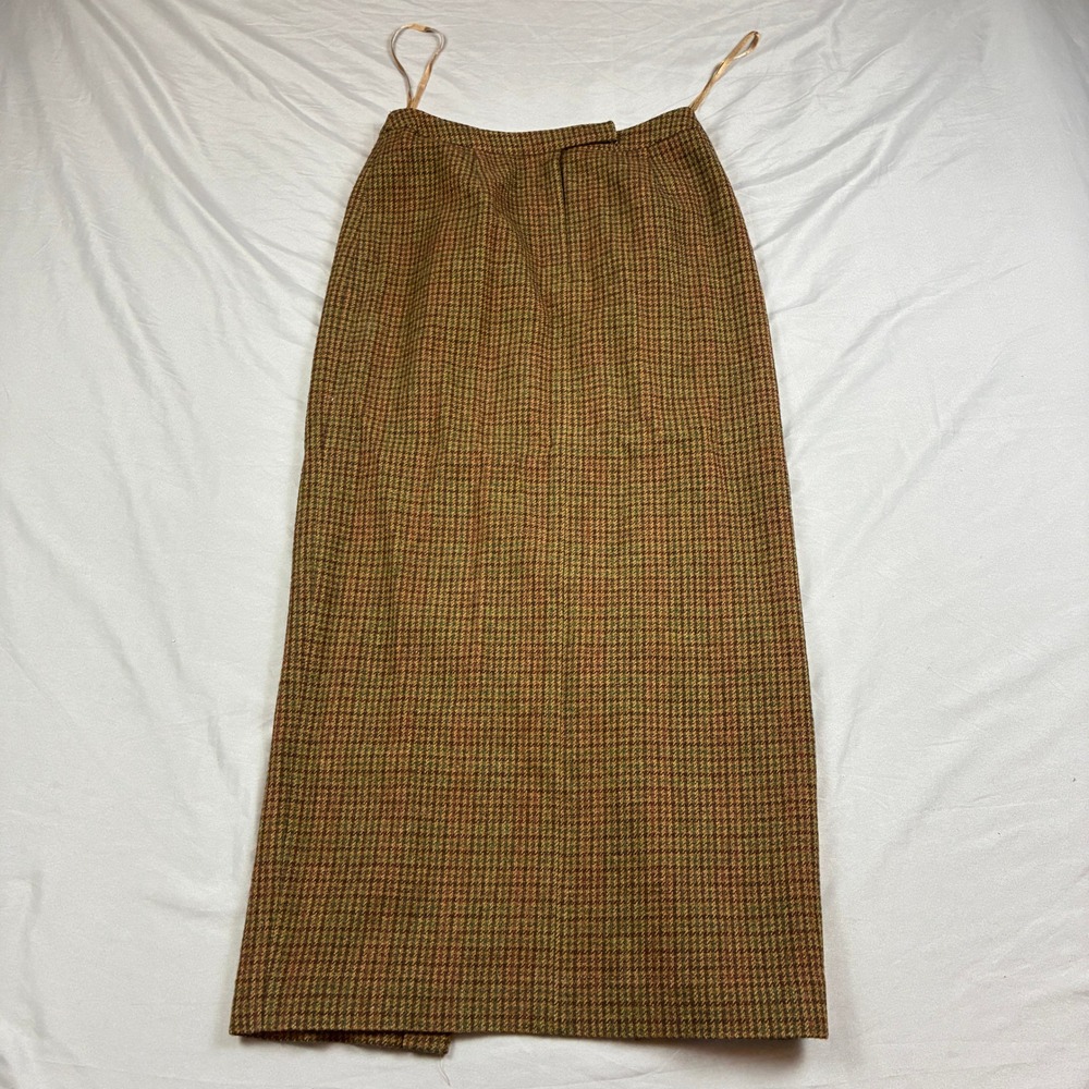 Lauren Ralph Lauren Skirt Suit Women 8 Brown Houndstooth Wool Suede Patches - Picture 13 of 16
